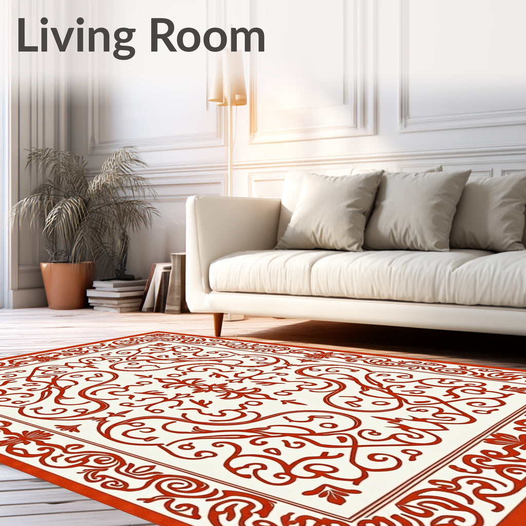 Crimson Elegant Scrollwork Medallion Rug