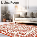 Crimson Elegant Scrollwork Medallion Rug
