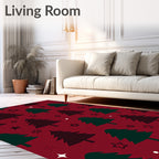 Crimson Evergreen Forest Stars Rug