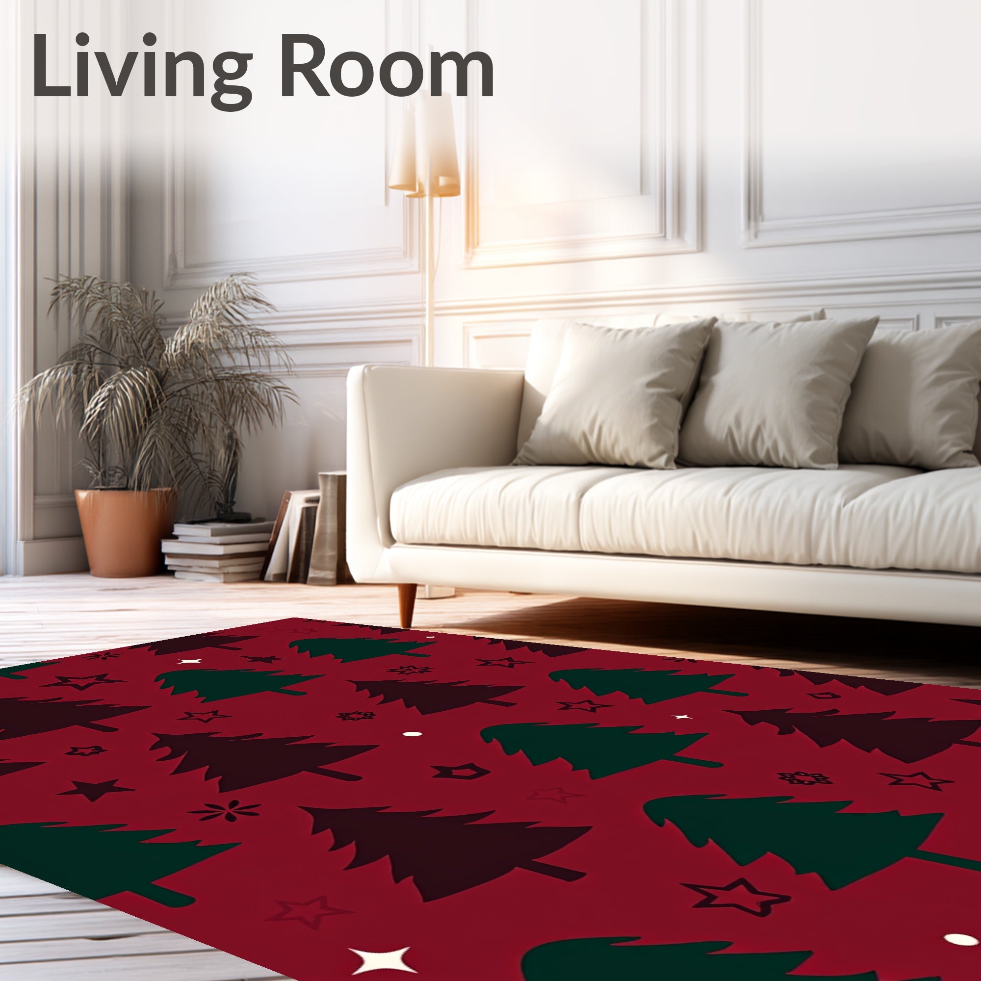 Crimson Evergreen Forest Stars Rug