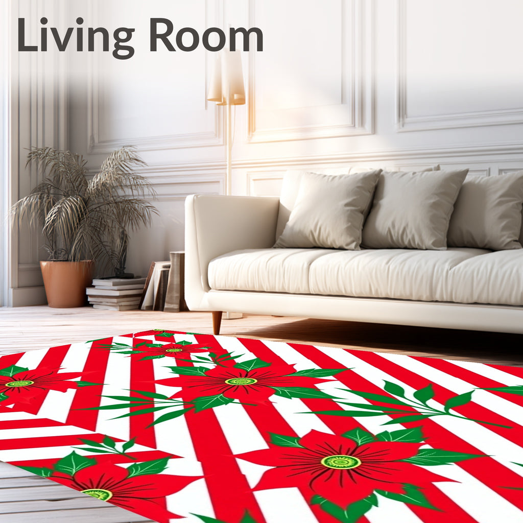 Red Poinsettia Stripes Rug