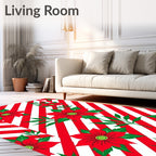 Red Poinsettia Stripes Rug