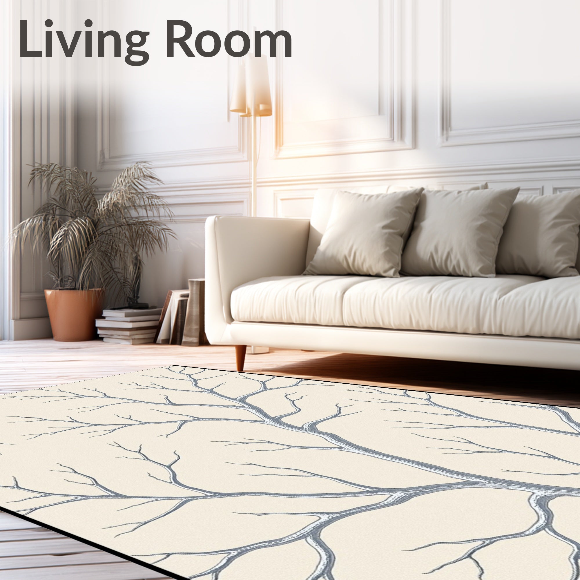 Winter Branch Beige Soft Blue Rug