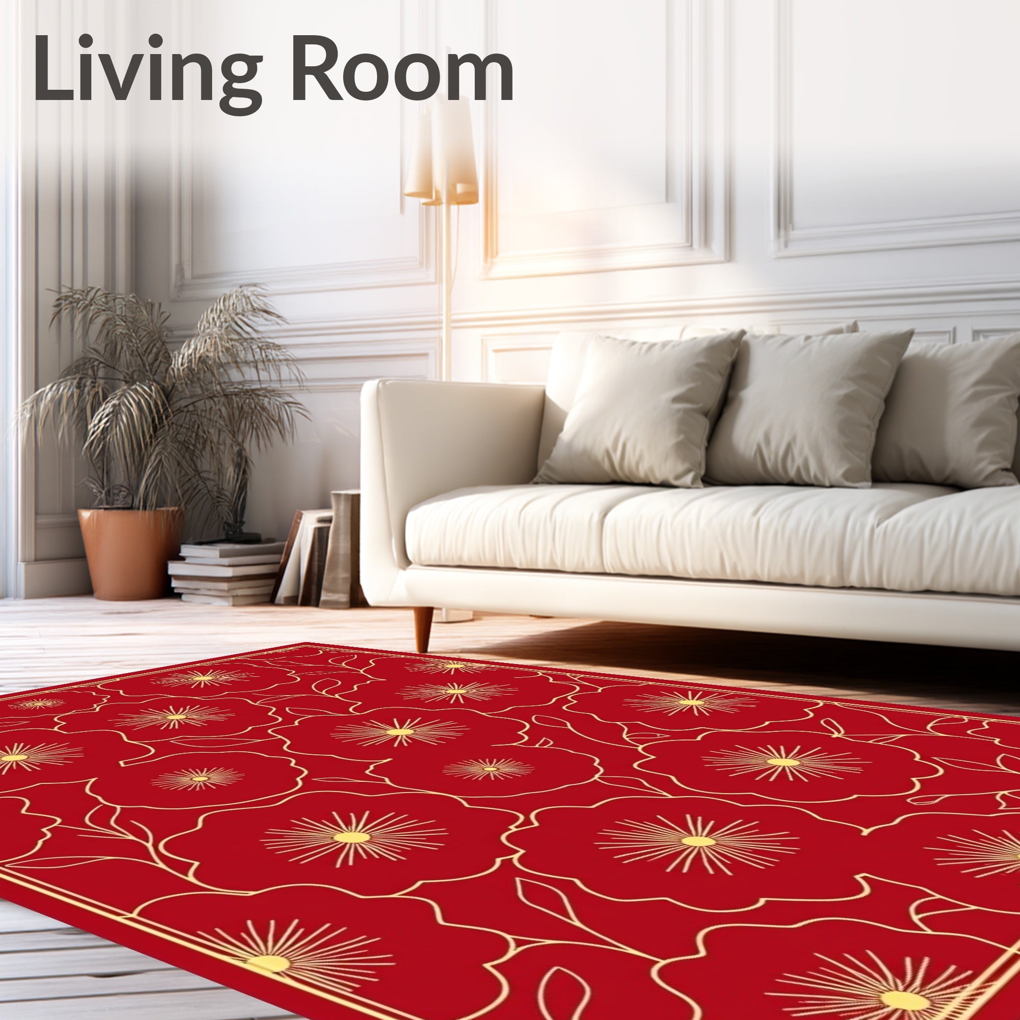Crimson Bloom Botanical Arrangement Rug