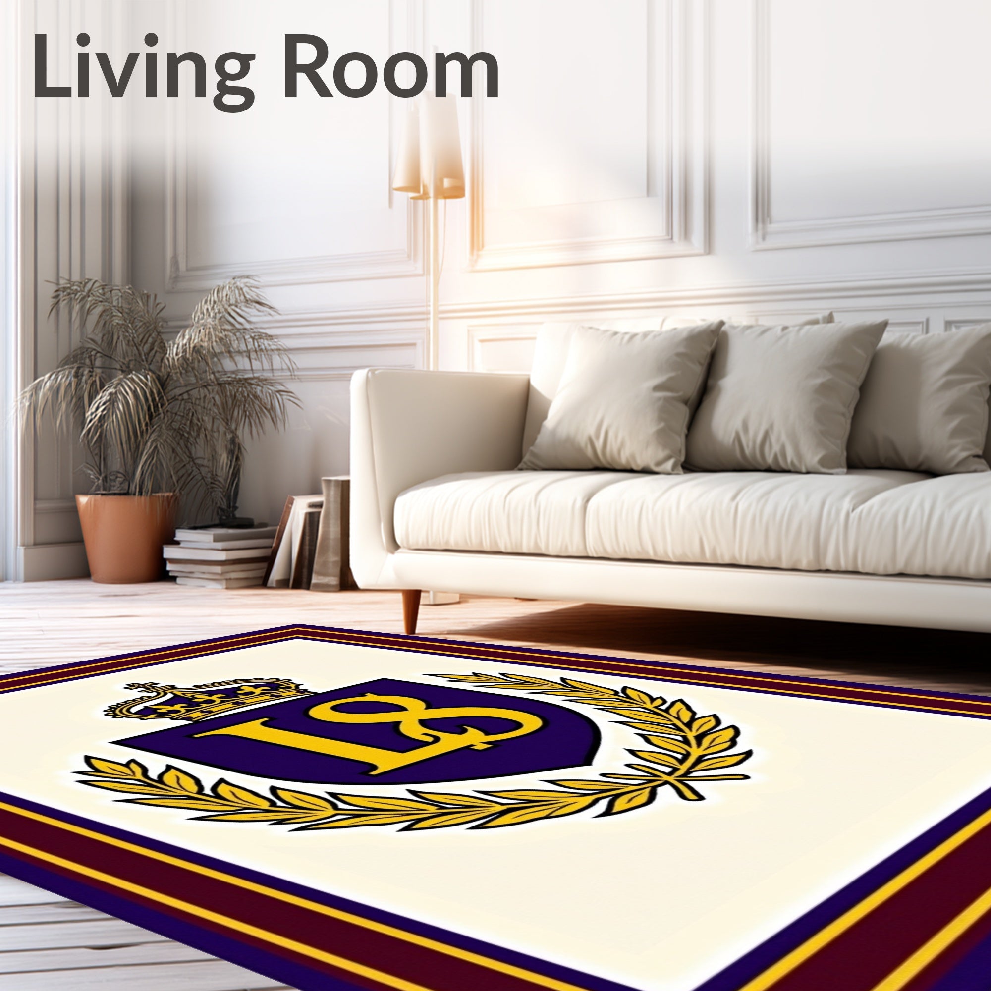 Royal Crest Emblem Laurel Wreath Rug