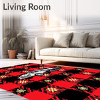 Red Black Buffalo Truck Trees Rug
