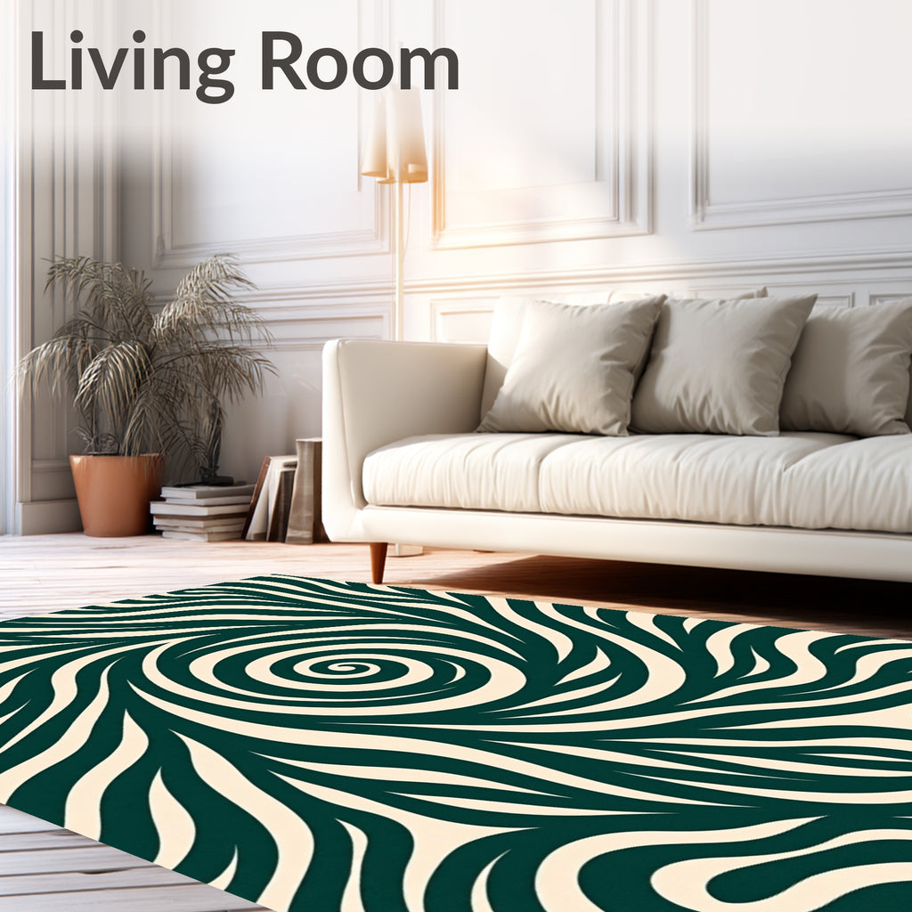Deep Teal Swirling Wave Harmony Rug