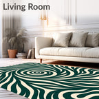 Deep Teal Swirling Wave Harmony Rug