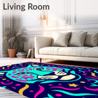 Cyan Jaguar Hearts Colorful Party Rug