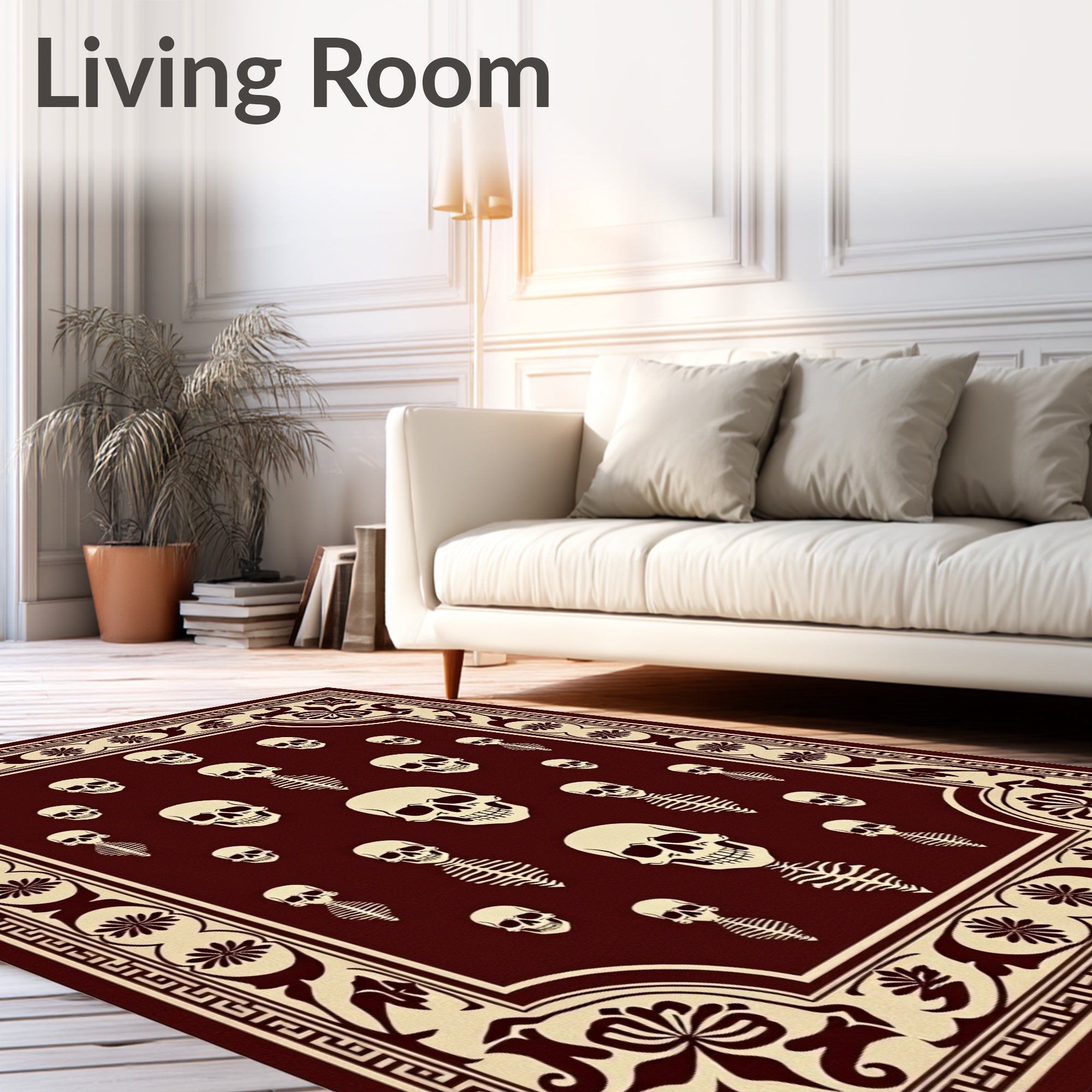 Gothic Skull Bone Medallion Rug
