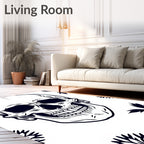 Dark Skull Floral Outline Rug