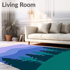 Misty Mountain Forest Landscape Rug