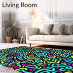 Radical Neon Swirls and Triangles Rug