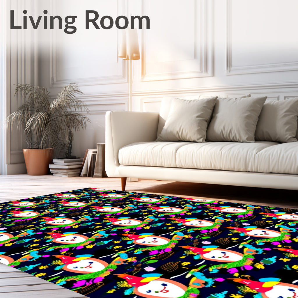 Whimsical Clown Face Garden Abstract Rug