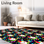 Whimsical Clown Face Garden Abstract Rug