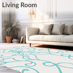 Aqua Swirl Floral Medallion Rug