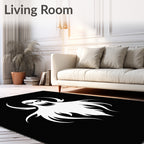 Spooky White Ghost Black Background Rug