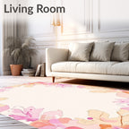 Blush Pink Floral Watercolor Border Rug