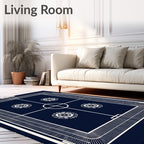Navy White Stadium Court Medallions Rug