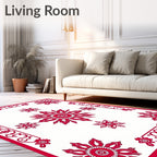 Crimson Floral Sunburst Arrangement Rug