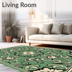 Art Nouveau Green Floral Swirl Rug