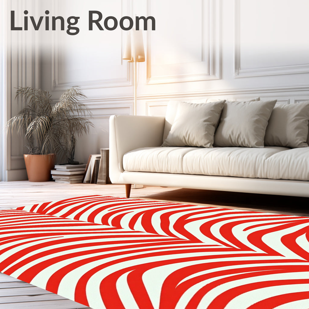 Bold Red Zebra Stripe Rug
