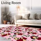 Cute Pink Puppy Christmas Trees Rug
