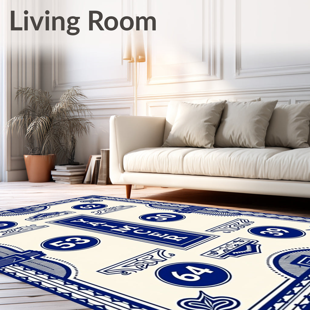 Navy Blue Art Deco Geometric Vignette Rug
