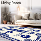 Navy Blue Art Deco Geometric Vignette Rug