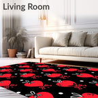 Red Hearts with Bows Polka Dot Rug