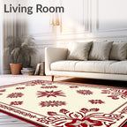 Crimson Floral Corners Center Bloom Rug
