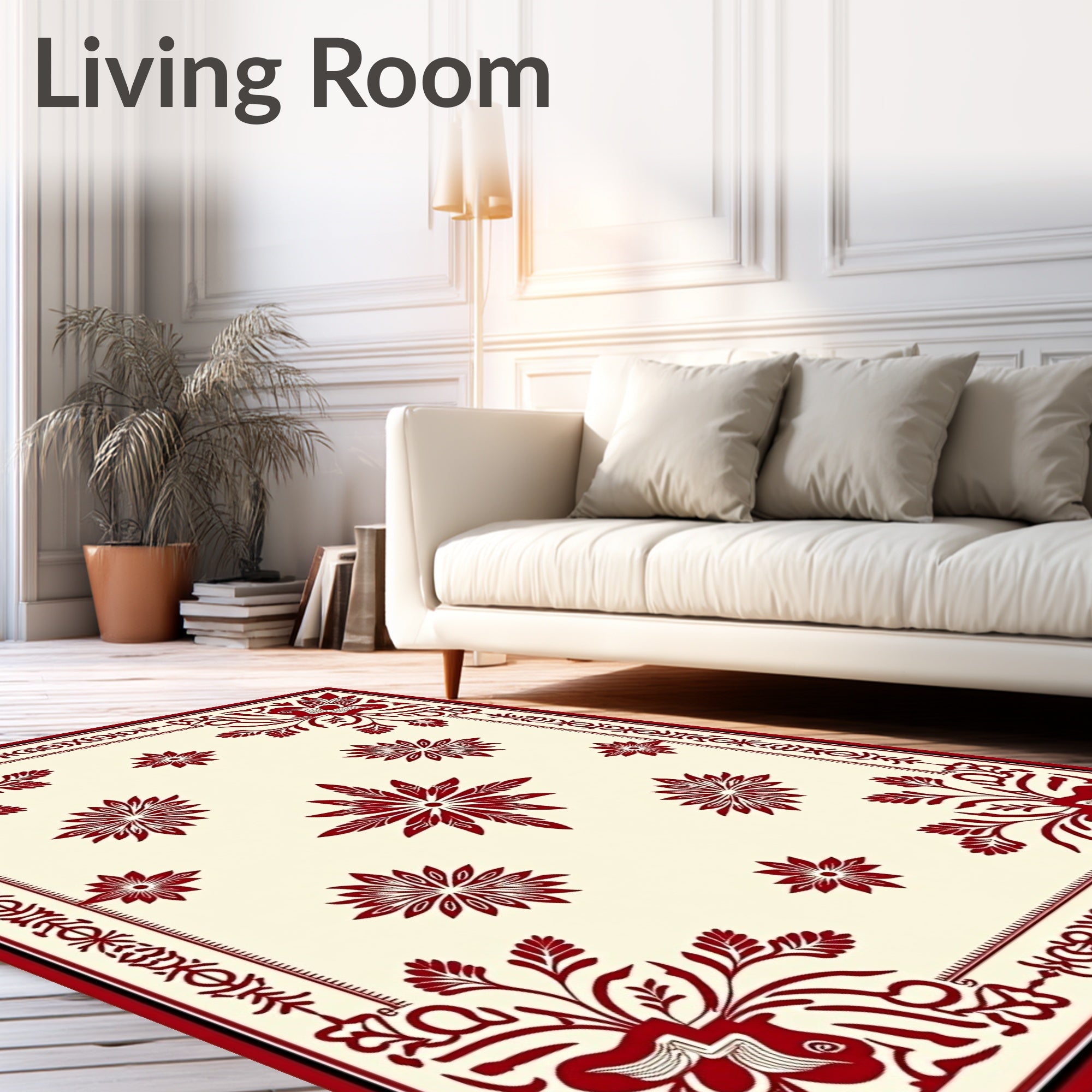 Crimson Floral Corners Center Bloom Rug