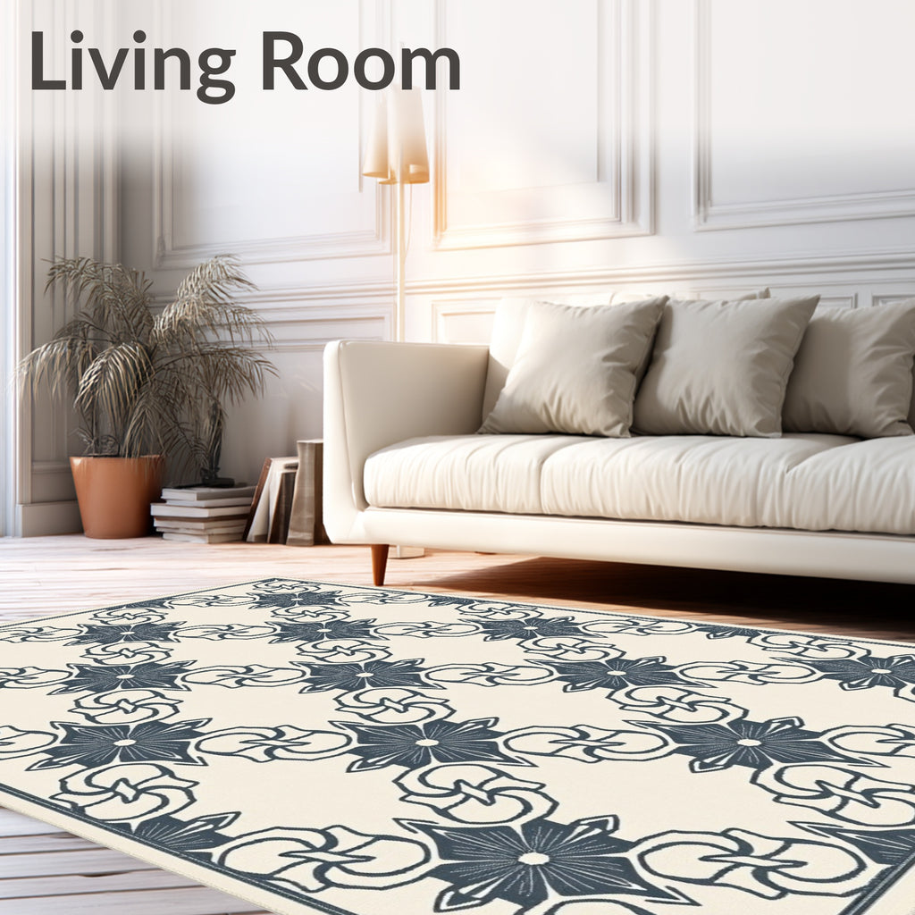 Navy Blue Stargazer Geometric Lattice Rug