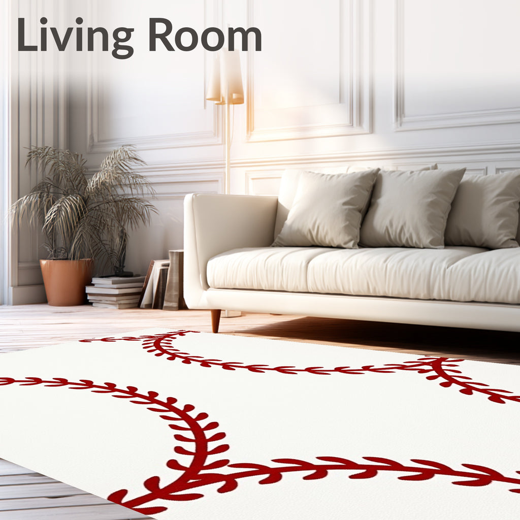 Crimson Baseball Stitchery Loops Rug