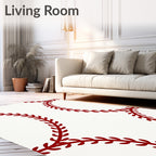 Crimson Baseball Stitchery Loops Rug