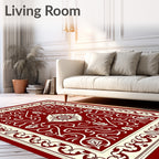 Crimson Ivory Intricate Paisley Medallion Rug
