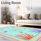 Whimsical Ocean Life Coral Swirl Rug