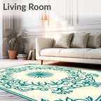 Teal Vintage Floral Sunburst Rug