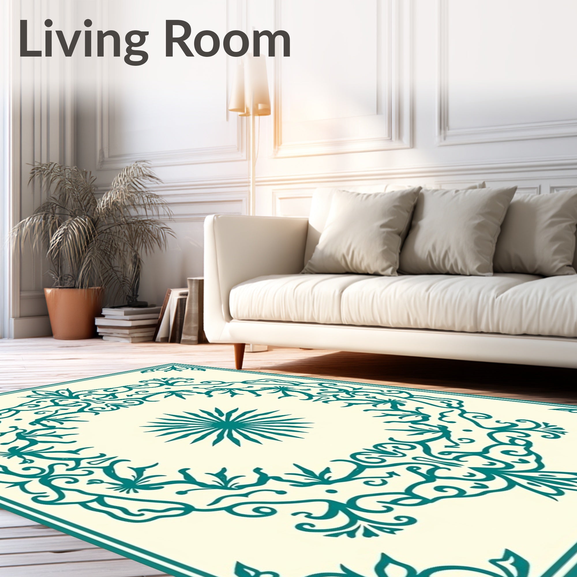 Teal Vintage Floral Sunburst Rug
