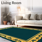 Elegant Gold Leaf Border Rug