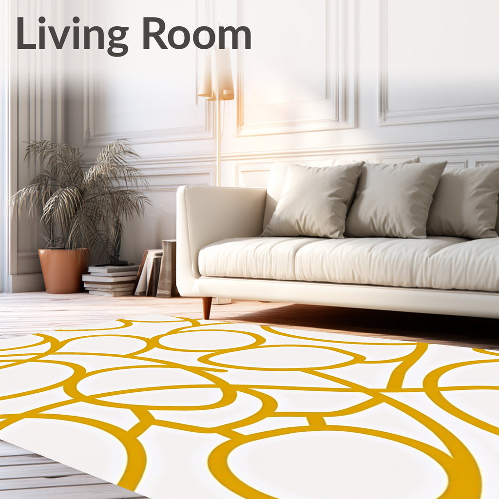 Golden Flowing Organic Shapes Rug