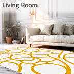 Golden Flowing Organic Shapes Rug