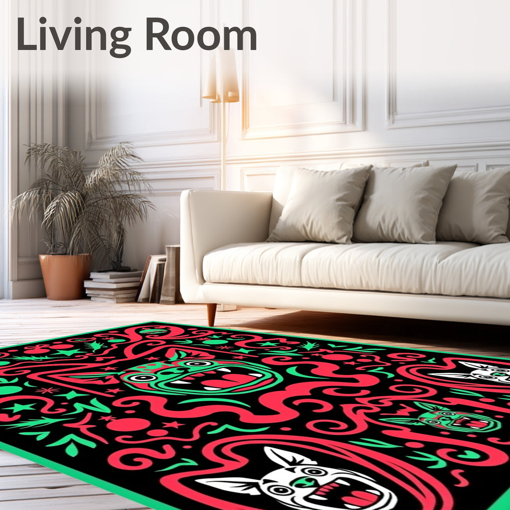 Crimson Aqua Festive Canine Garland Rug