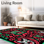 Crimson Aqua Festive Canine Garland Rug