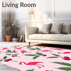 Pink Flamingo With Red Berries Rug