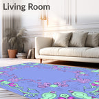 Whimsical Pastel Floral Vine Border Rug