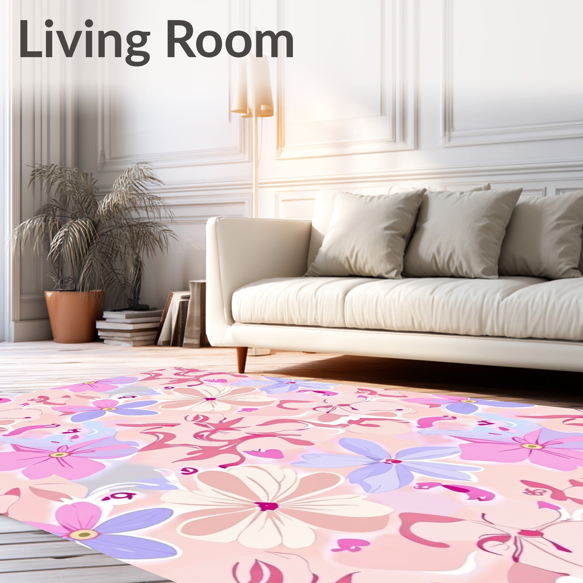 Pink Lilac Bloom Garland Rug