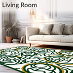 Emerald Gold Intricate Circular Mandala Rug