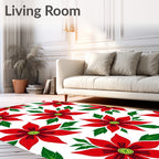 Bold Red Floral Branch Arrangement Rug