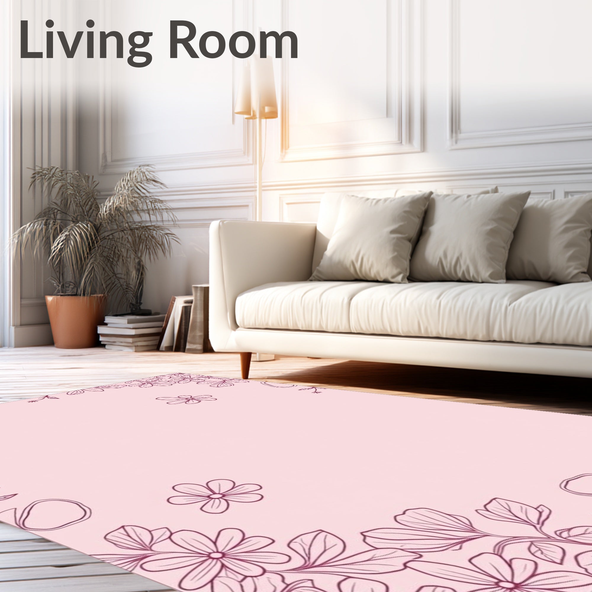 Delicate Pink Floral Scatter Rug